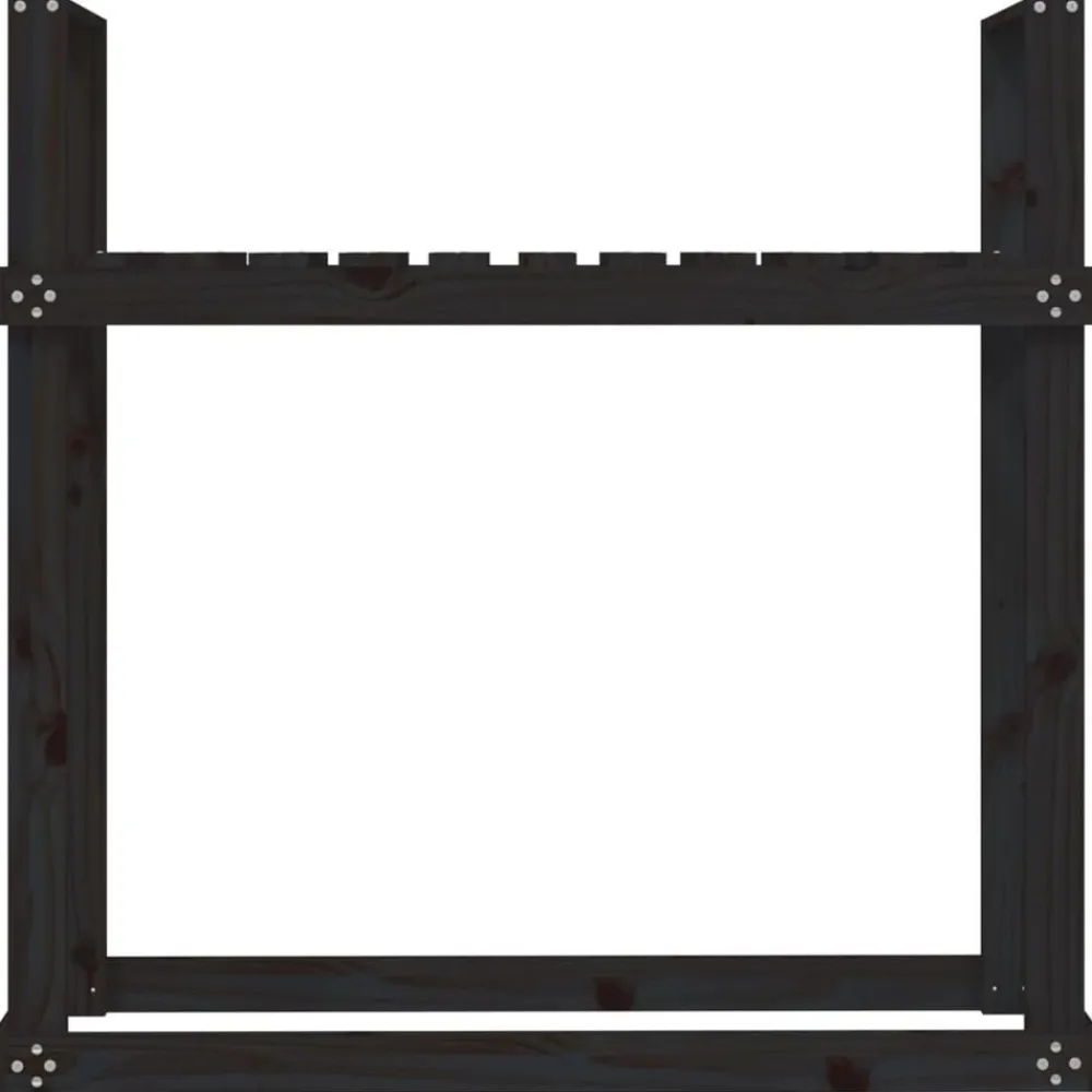 vidaXL Leñero de madera maciza de 110x35x108,5 cm Pino negro Clearance