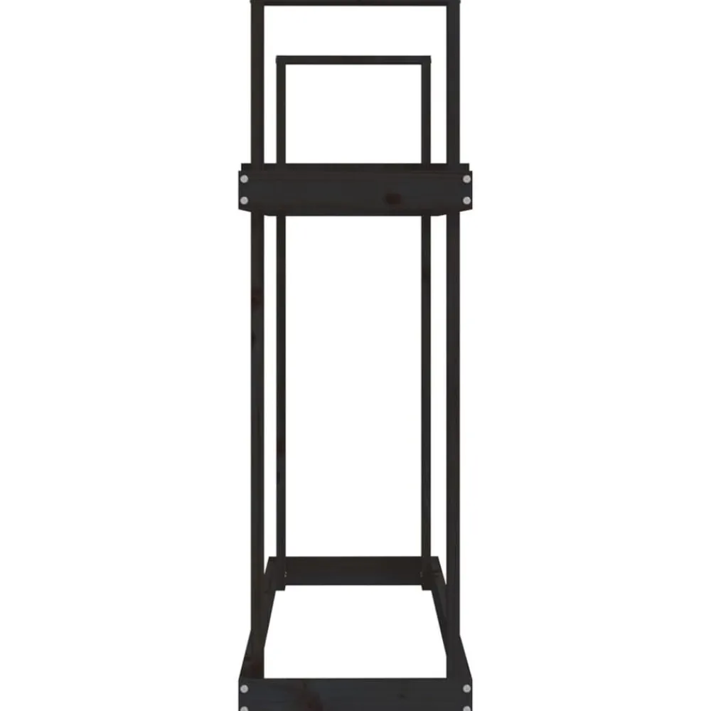 vidaXL Leñero de madera maciza de 110x35x108,5 cm Pino negro Clearance
