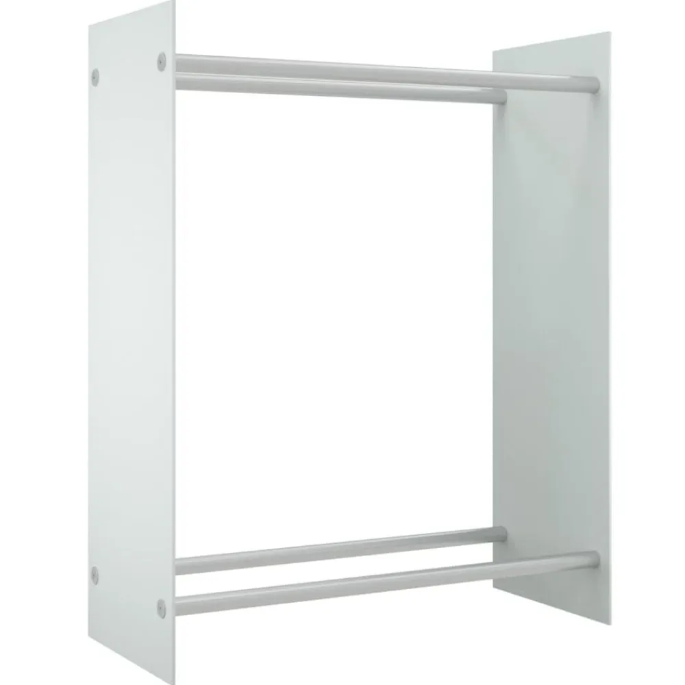 vidaXL Leñero de vidrio templado 80x35x100 cm Blanco Clearance