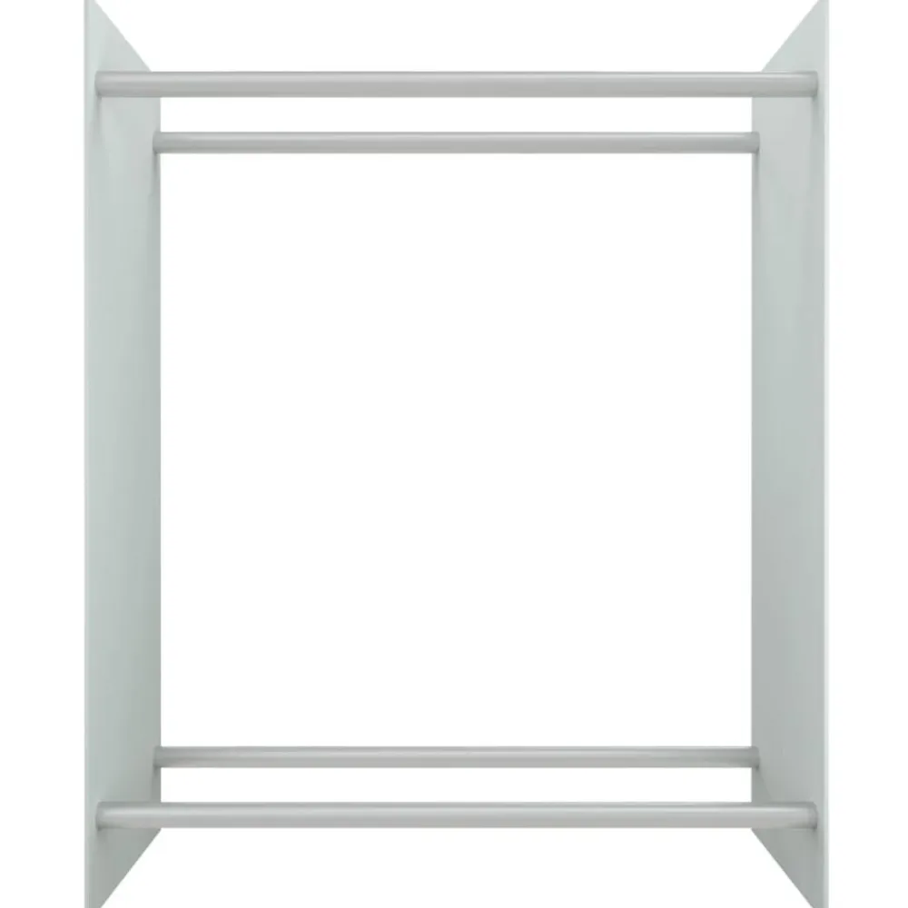 vidaXL Leñero de vidrio templado 80x35x100 cm Blanco Clearance