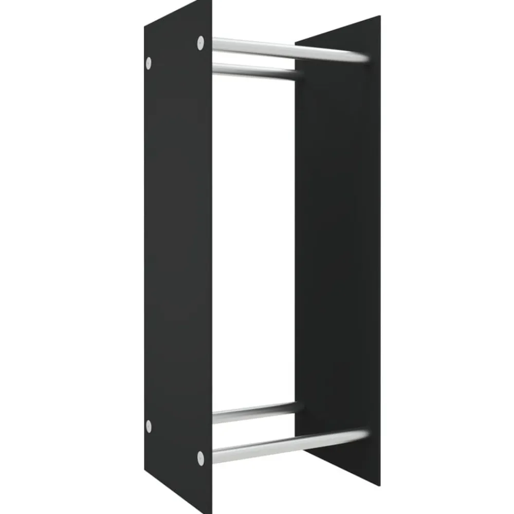 vidaXL Leñero de vidrio templado 40x35x100 cm Negro Sale
