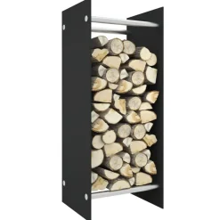 vidaXL Leñero de vidrio templado 40x35x100 cm Negro Sale