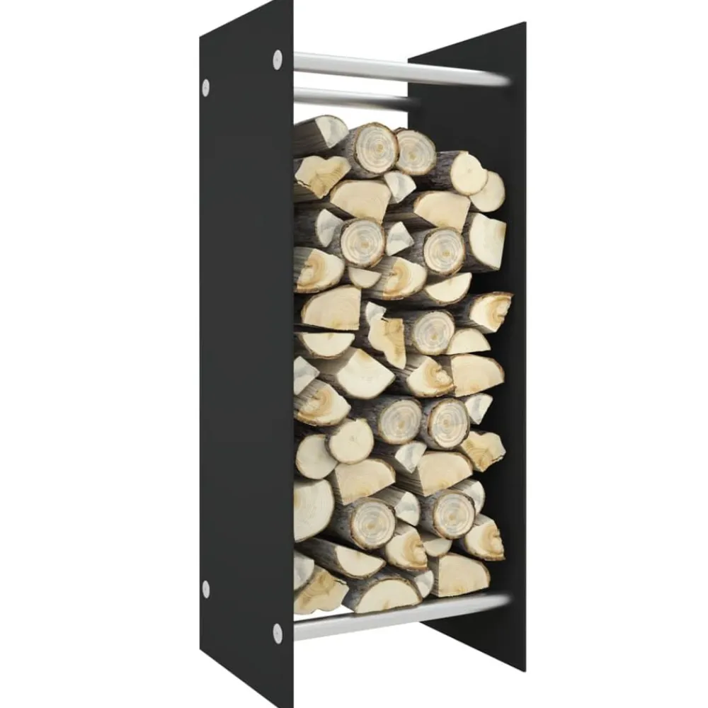 vidaXL Leñero de vidrio templado 40x35x100 cm Negro Sale