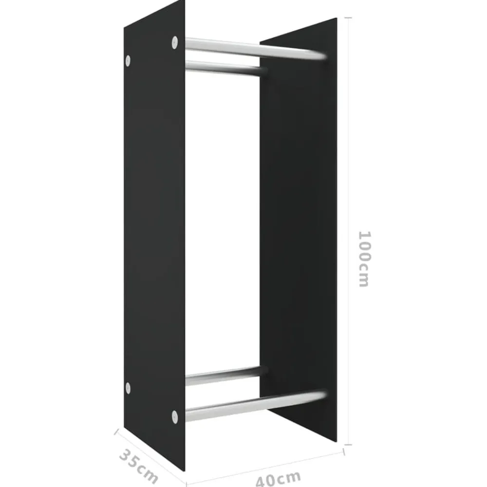 vidaXL Leñero de vidrio templado 40x35x100 cm Negro Sale