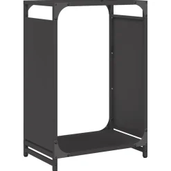 vidaXL Leñero 44x28x65 cm Acero laminado en frío Negro Hot