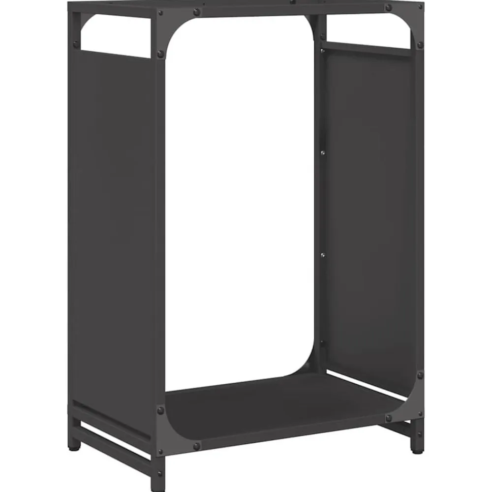 vidaXL Leñero 44x28x65 cm Acero laminado en frío Negro Hot