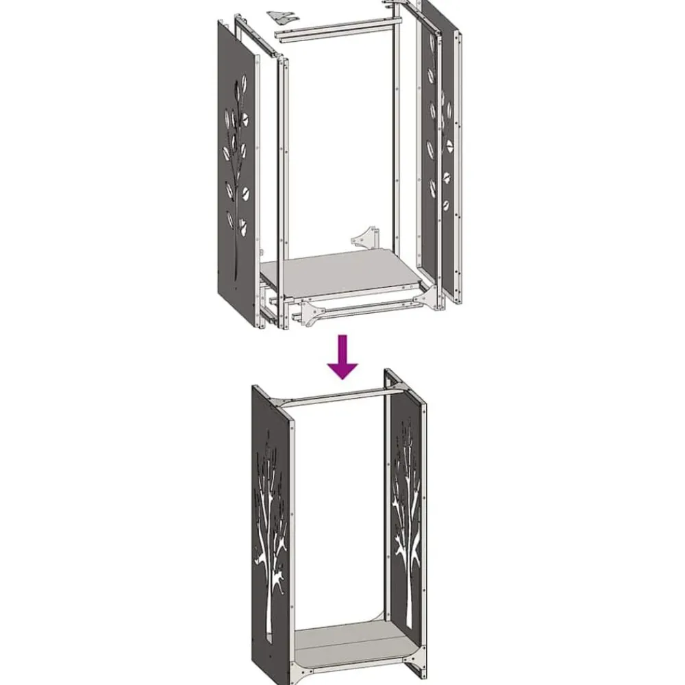 vidaXL Accesorios Para Hornos De Leña Y Chimeneas-Leñero 40x30x80 cm Acero laminado en frío
