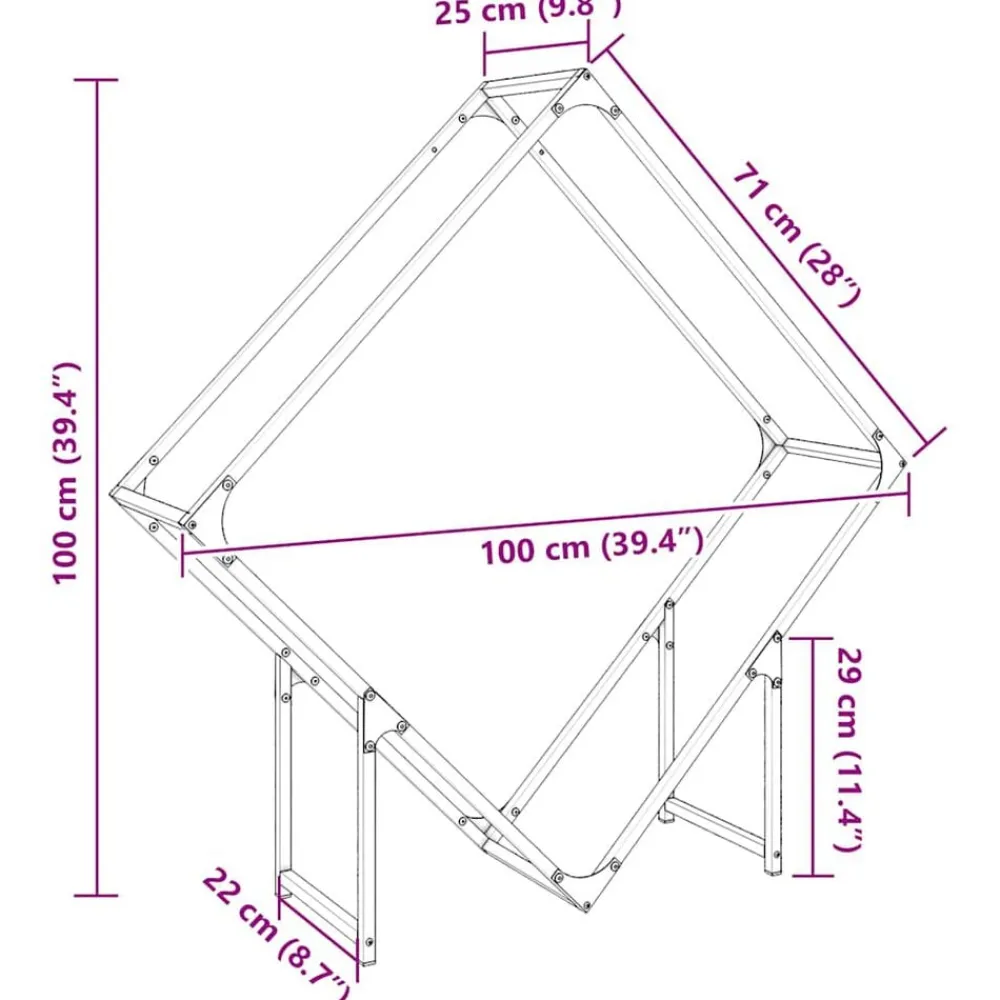 vidaXL Accesorios Para Hornos De Leña Y Chimeneas-Leñero 100x25x100 cm Acero laminado en frío