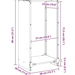 vidaXL Leñero 40x30x80 cm Acero laminado en frío Negro Hot