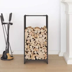 vidaXL Leñero 40x30x80 cm Acero laminado en frío Negro Hot