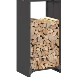 vidaXL Leñero 40x30x80 cm Acero laminado en frío Negro Hot
