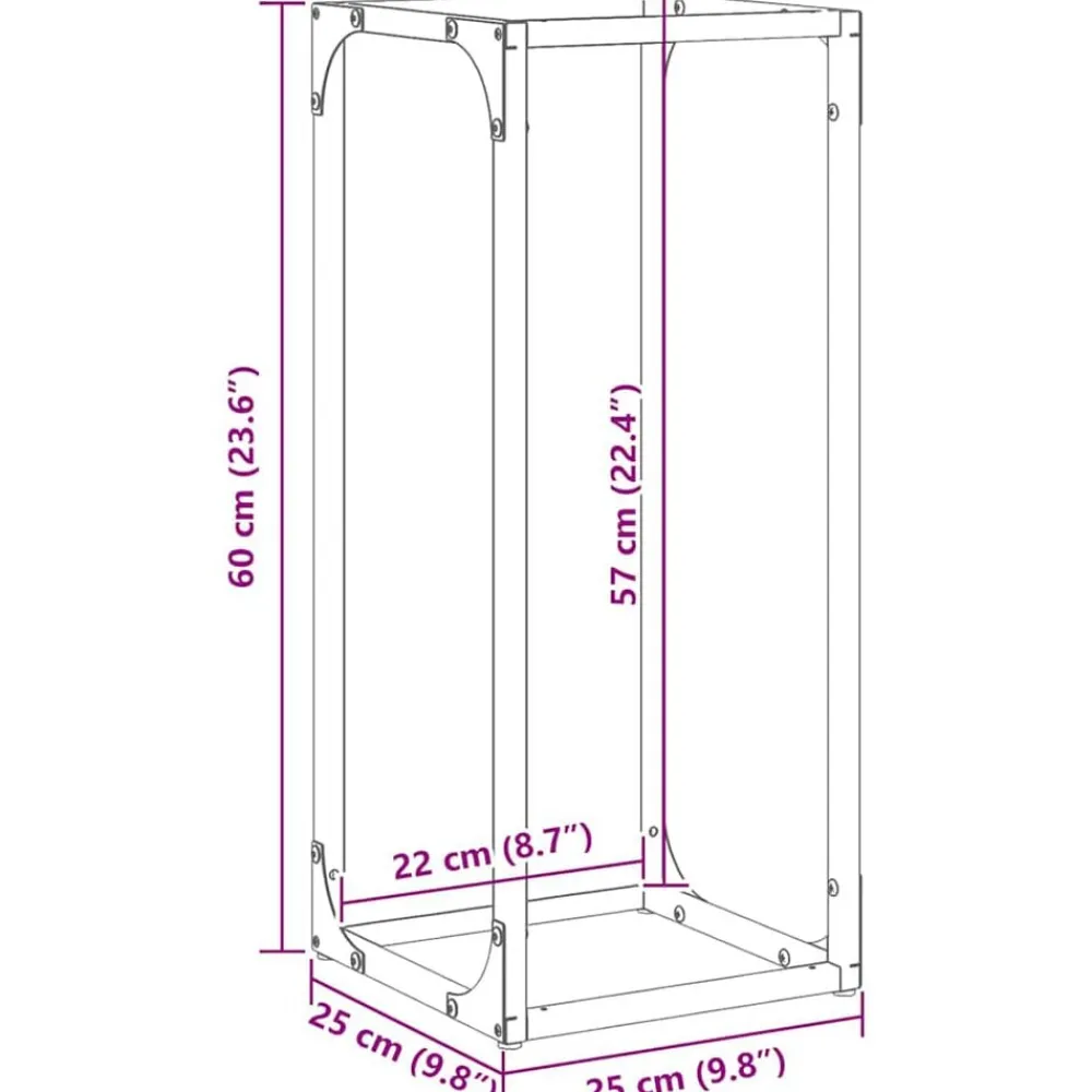vidaXL Accesorios Para Hornos De Leña Y Chimeneas-Leñero 25x25x60 cm Acero laminado en frío