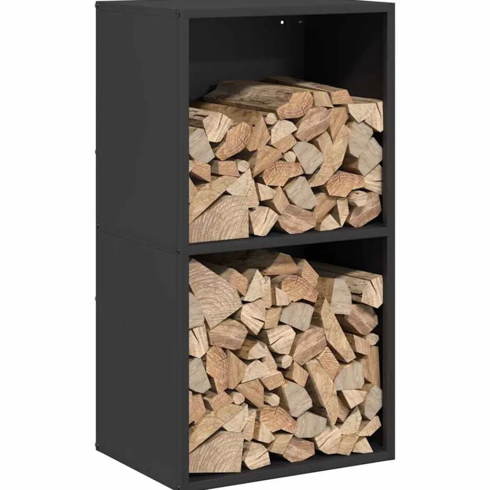 vidaXL Leñero 40x30x75 cm Acero laminado en frío Negro Best