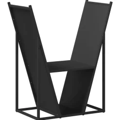 vidaXL Leñero 69,5x35x81 cm Acero laminado en frío Negro Outlet