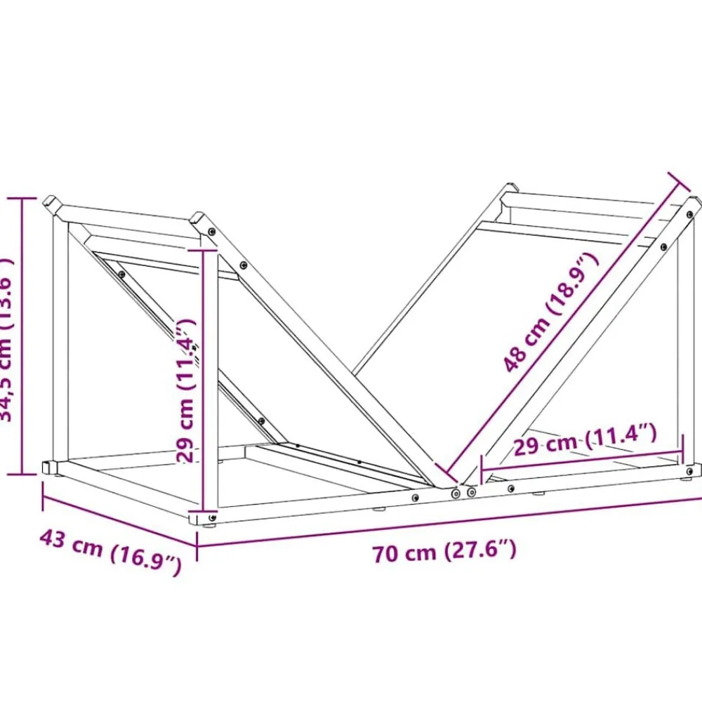 vidaXL Accesorios Para Hornos De Leña Y Chimeneas-Leñero 70x43x34,5 cm Acero laminado en frío