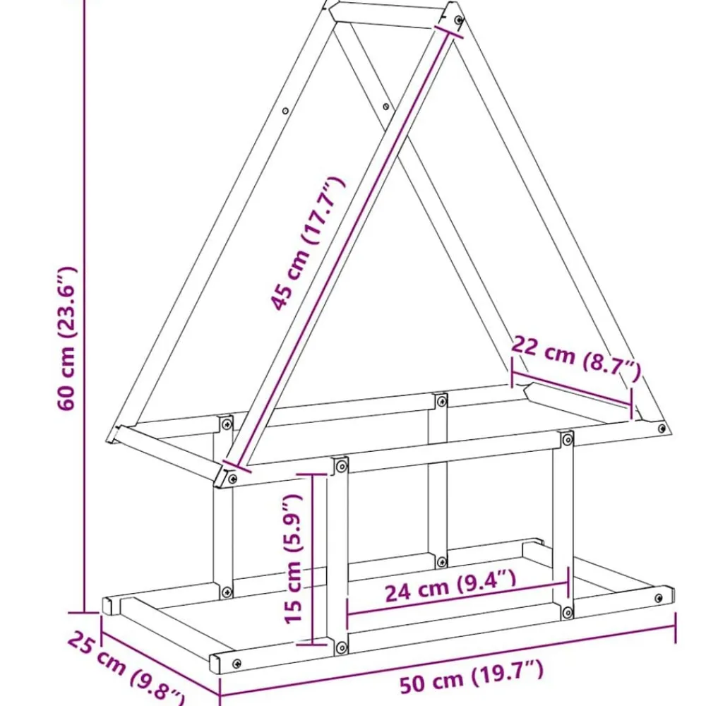 vidaXL Accesorios Para Hornos De Leña Y Chimeneas-Leñero 50x25x60 cm Acero laminado en frío