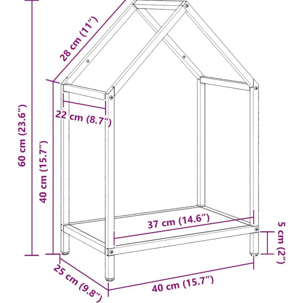 vidaXL Accesorios Para Hornos De Leña Y Chimeneas-Leñero 40x25x60 cm Acero laminado en frío