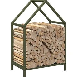 vidaXL Leñero 40x25x60 cm Acero laminado en frío Verde oliva Sale