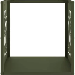 vidaXL Leñero 40x40x40 cm Acero laminado en frío Verde oliva New