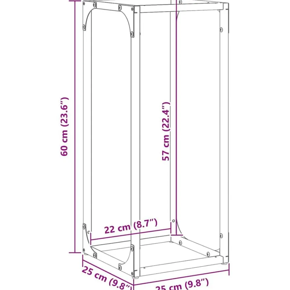 vidaXL Leñero 25x25x60 cm Acero laminado en frío Verde oliva Outlet