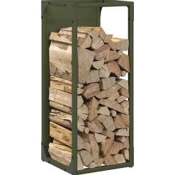 vidaXL Leñero 25x25x60 cm Acero laminado en frío Verde oliva Outlet