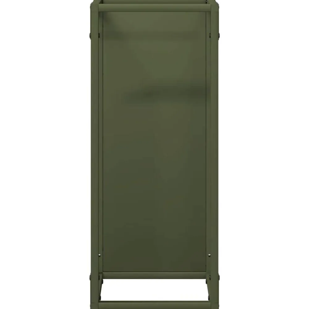 vidaXL Leñero 25x25x60 cm Acero laminado en frío Verde oliva Outlet
