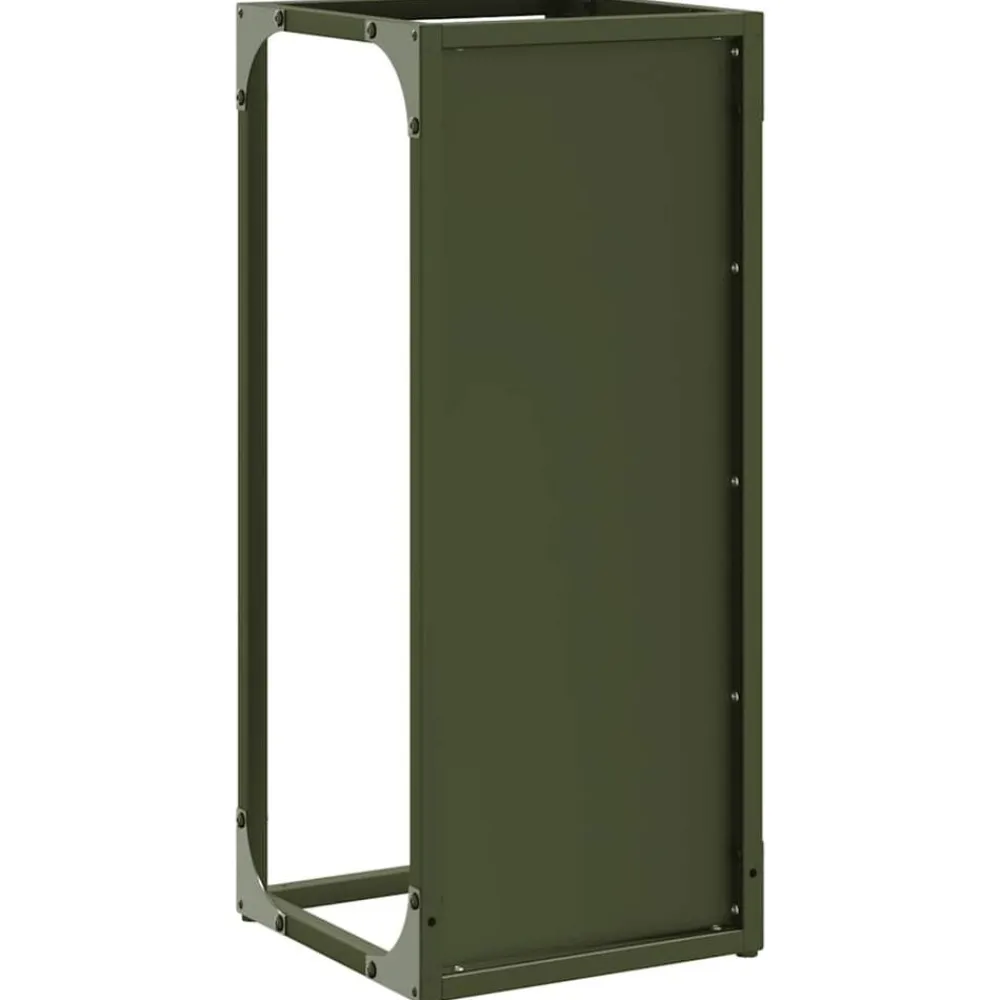 vidaXL Leñero 25x25x60 cm Acero laminado en frío Verde oliva Outlet