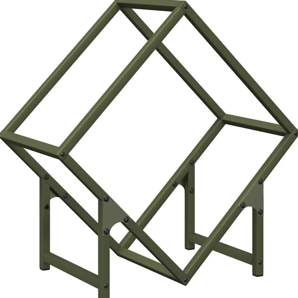 vidaXL Leñero 50x25x50 cm Acero laminado en frío Verde oliva Best