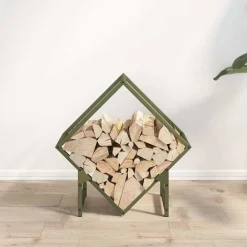 vidaXL Leñero 50x25x50 cm Acero laminado en frío Verde oliva Best