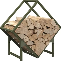 vidaXL Leñero 50x25x50 cm Acero laminado en frío Verde oliva Best