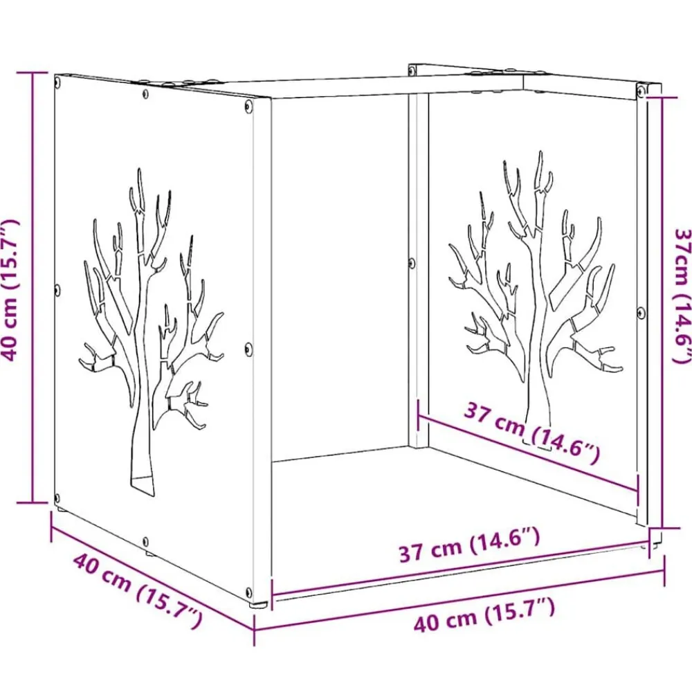 vidaXL Leñero 40x40x40 cm Acero laminado en frío Verde oliva Clearance