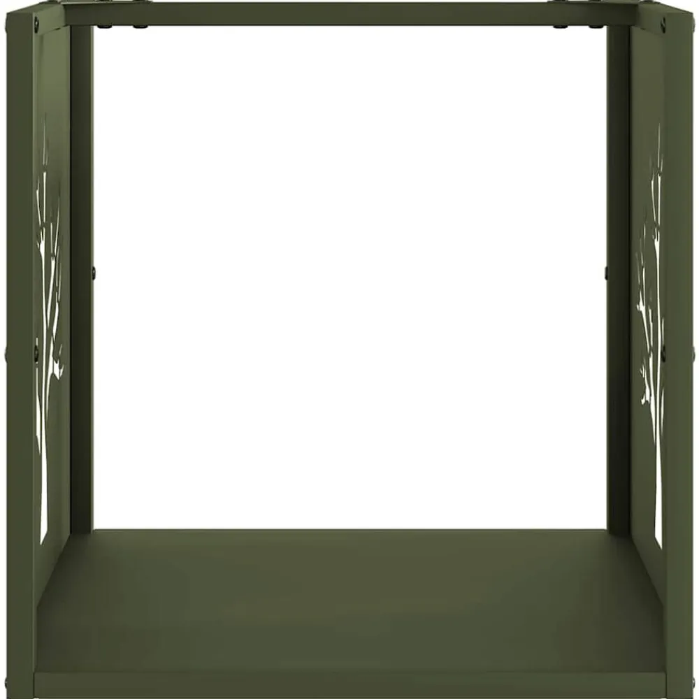 vidaXL Leñero 40x40x40 cm Acero laminado en frío Verde oliva Clearance