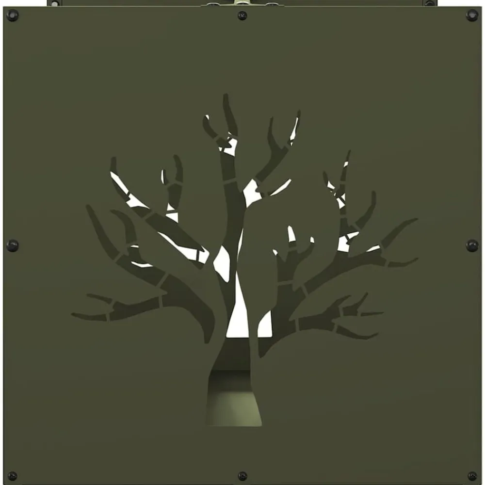 vidaXL Leñero 40x40x40 cm Acero laminado en frío Verde oliva Clearance