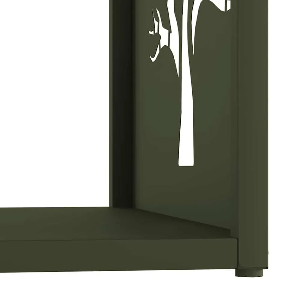 vidaXL Leñero 40x40x40 cm Acero laminado en frío Verde oliva Clearance