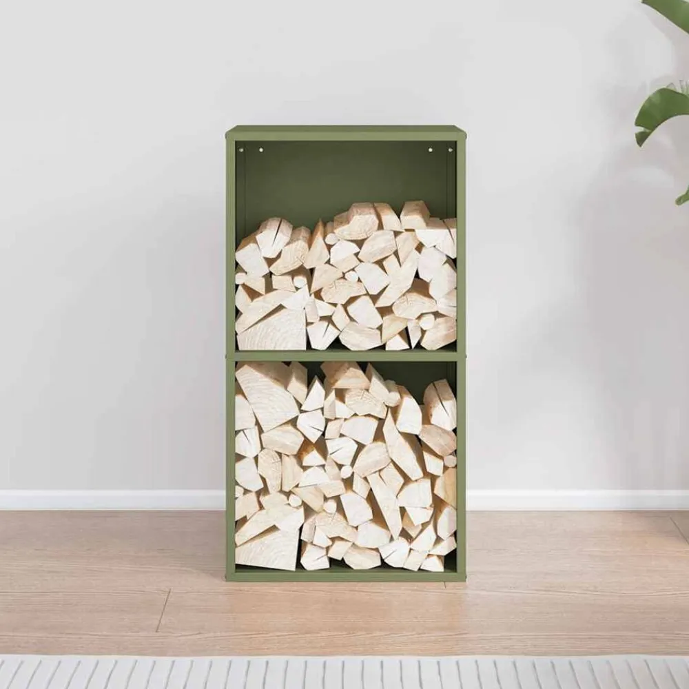 vidaXL Leñero 40x30x75 cm Acero laminado en frío Verde oliva
