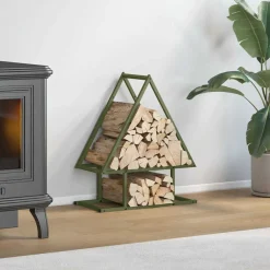 vidaXL Leñero 50x25x60 cm Acero laminado en frío Verde oliva Online