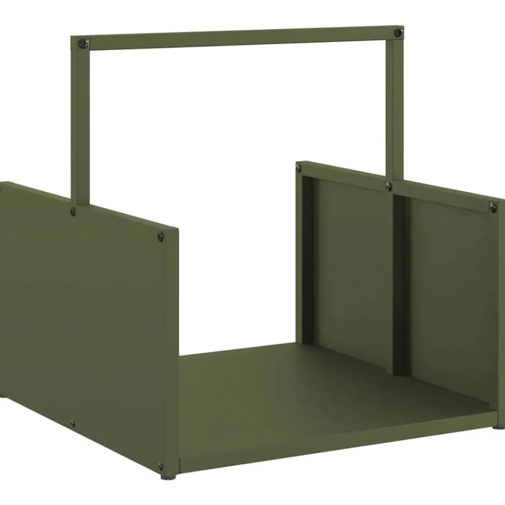 vidaXL Leñero 40x40x40 cm Acero laminado en frío Verde oliva Clearance