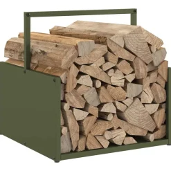 vidaXL Leñero 40x40x40 cm Acero laminado en frío Verde oliva Clearance
