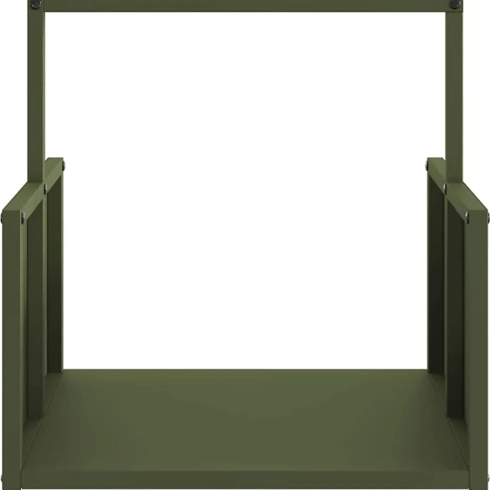 vidaXL Leñero 40x40x40 cm Acero laminado en frío Verde oliva Clearance