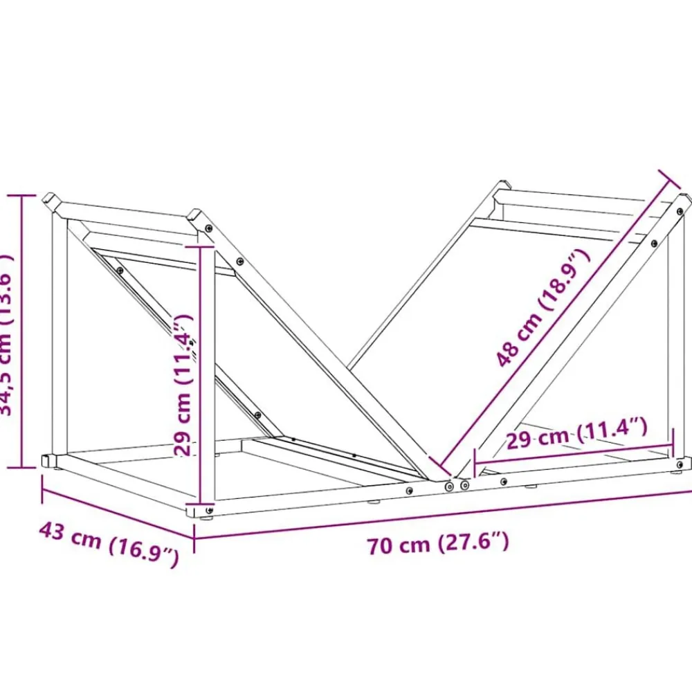 vidaXL Accesorios Para Hornos De Leña Y Chimeneas-Leñero 70x43x34,5 cm Acero laminado en frío