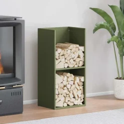 vidaXL Leñero 40x30x80 cm Acero laminado en frío Verde oliva Outlet