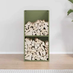 vidaXL Leñero 40x30x80 cm Acero laminado en frío Verde oliva Outlet