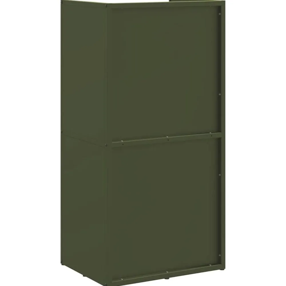 vidaXL Leñero 40x30x80 cm Acero laminado en frío Verde oliva Outlet