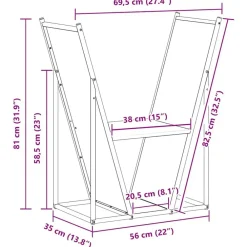 vidaXL Accesorios Para Hornos De Leña Y Chimeneas-Leñero 69,5x35x81 cm Acero laminado en frío