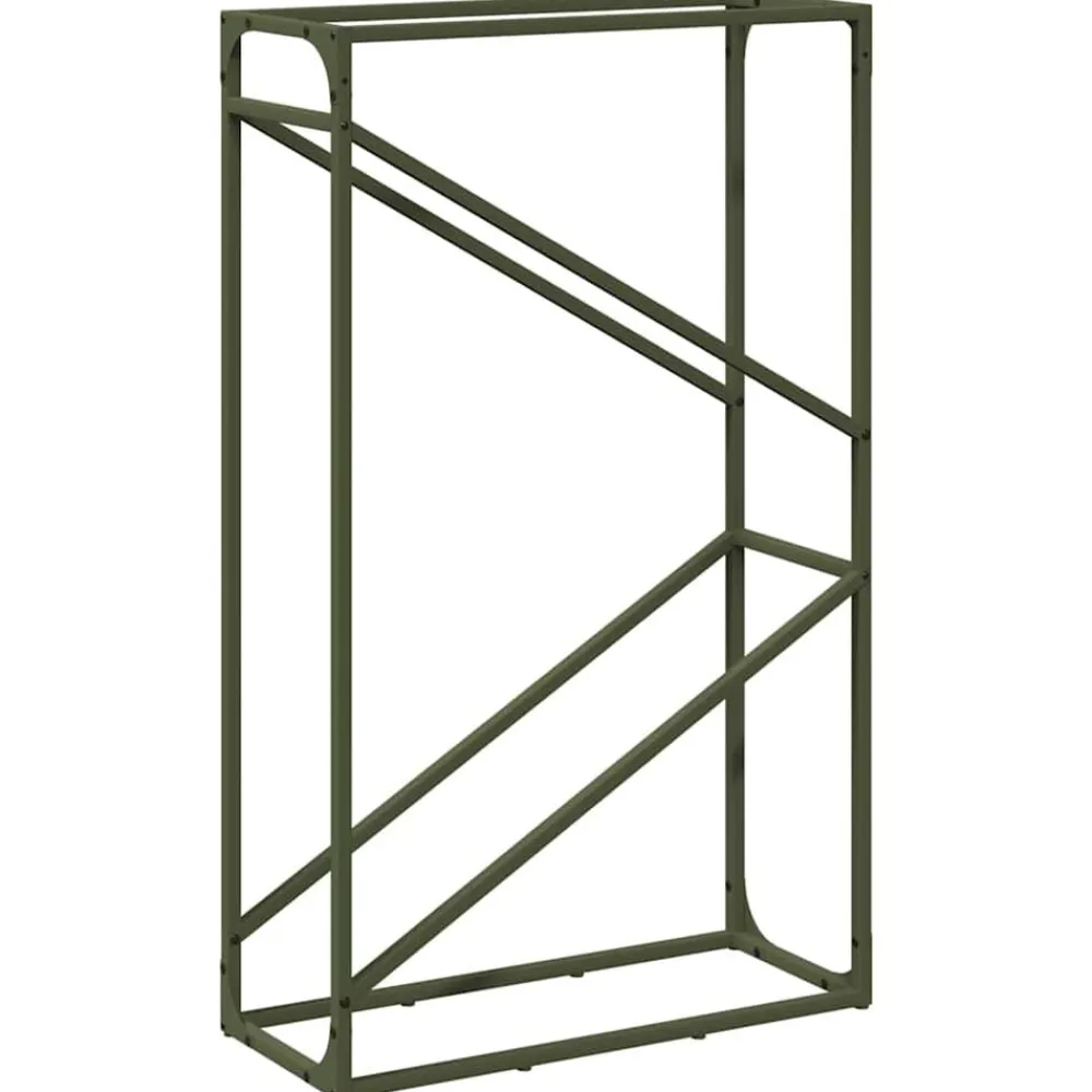 vidaXL Leñero 60x25x100 cm Acero laminado en frío Verde oliva