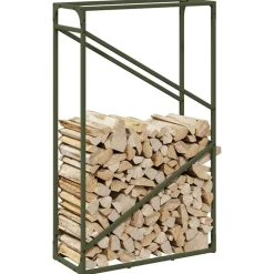 vidaXL Leñero 60x25x100 cm Acero laminado en frío Verde oliva