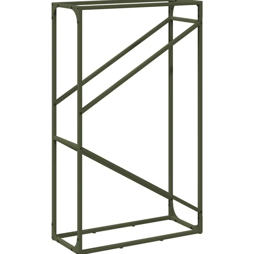 vidaXL Leñero 60x25x100 cm Acero laminado en frío Verde oliva