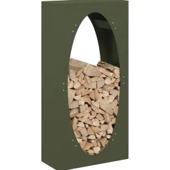 vidaXL Leñero 50x23x100 cm Acero laminado en frío Verde oliva New