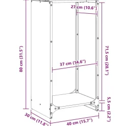 vidaXL Leñero 40x30x80 cm Acero inoxidable