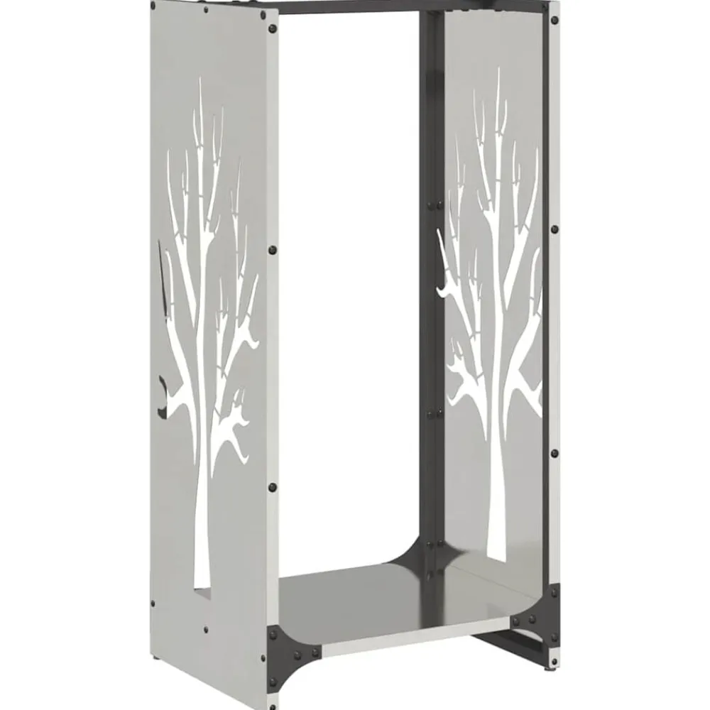 vidaXL Leñero 40x30x80 cm Acero inoxidable Clearance